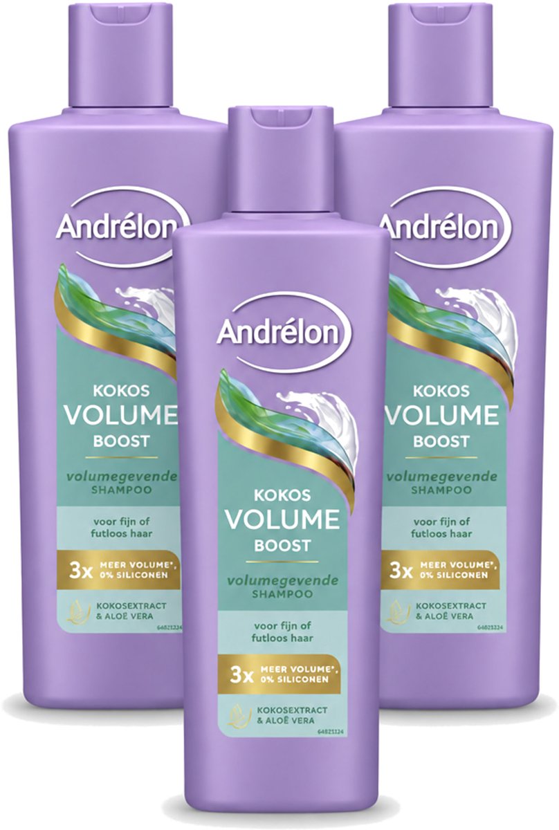 3 x Andrélon – Shampoo – Volume Boost – 250 ml - Bulkverpakking - 3 stuks