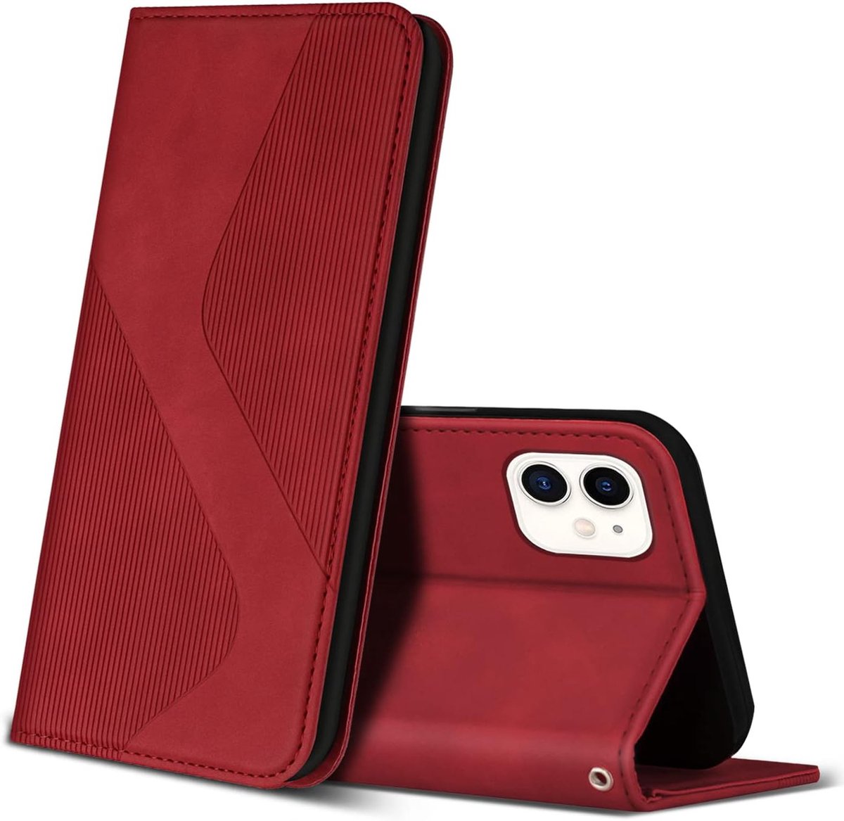 Hoesje voor iPhone 12 Mini, PU Kunstleer Bookcase Telefoonhoesjes met [Kaartsleuven] [Stand], Flip Case Beschermhoesje voor iPhone 12 Mini (Rood)