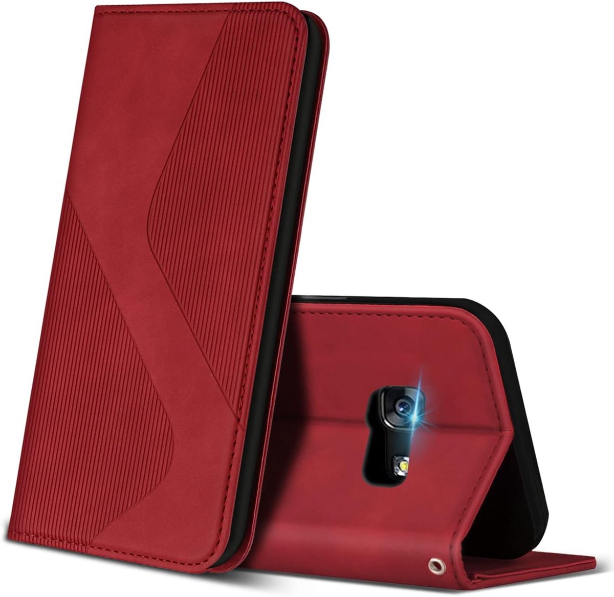 Hoesje voor Samsung Galaxy A3 2017, PU Kunstleer Bookcase Telefoonhoesjes met [Kaartsleuven] [Stand], Flip Case Beschermhoesje voor Samsung A3 2017 (Rood)