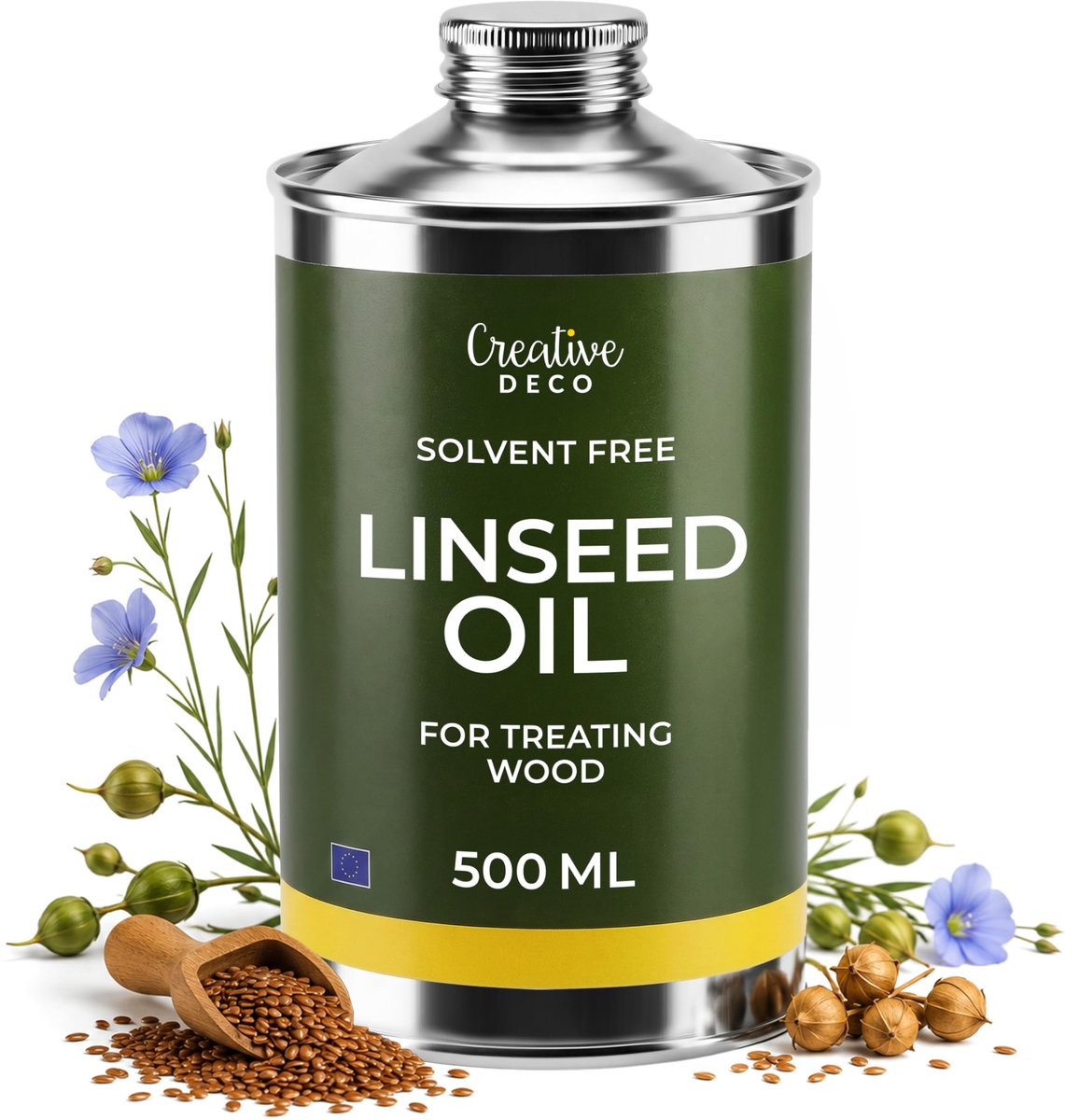 Creative Deco Lijnolieverf 500 ml Lijnolie voor hout, Houtolie voor binnen en buiten, kleurloos, Houtbescherming voor meubels, deuren, hekken, Vernis Houtverzorgingsolie