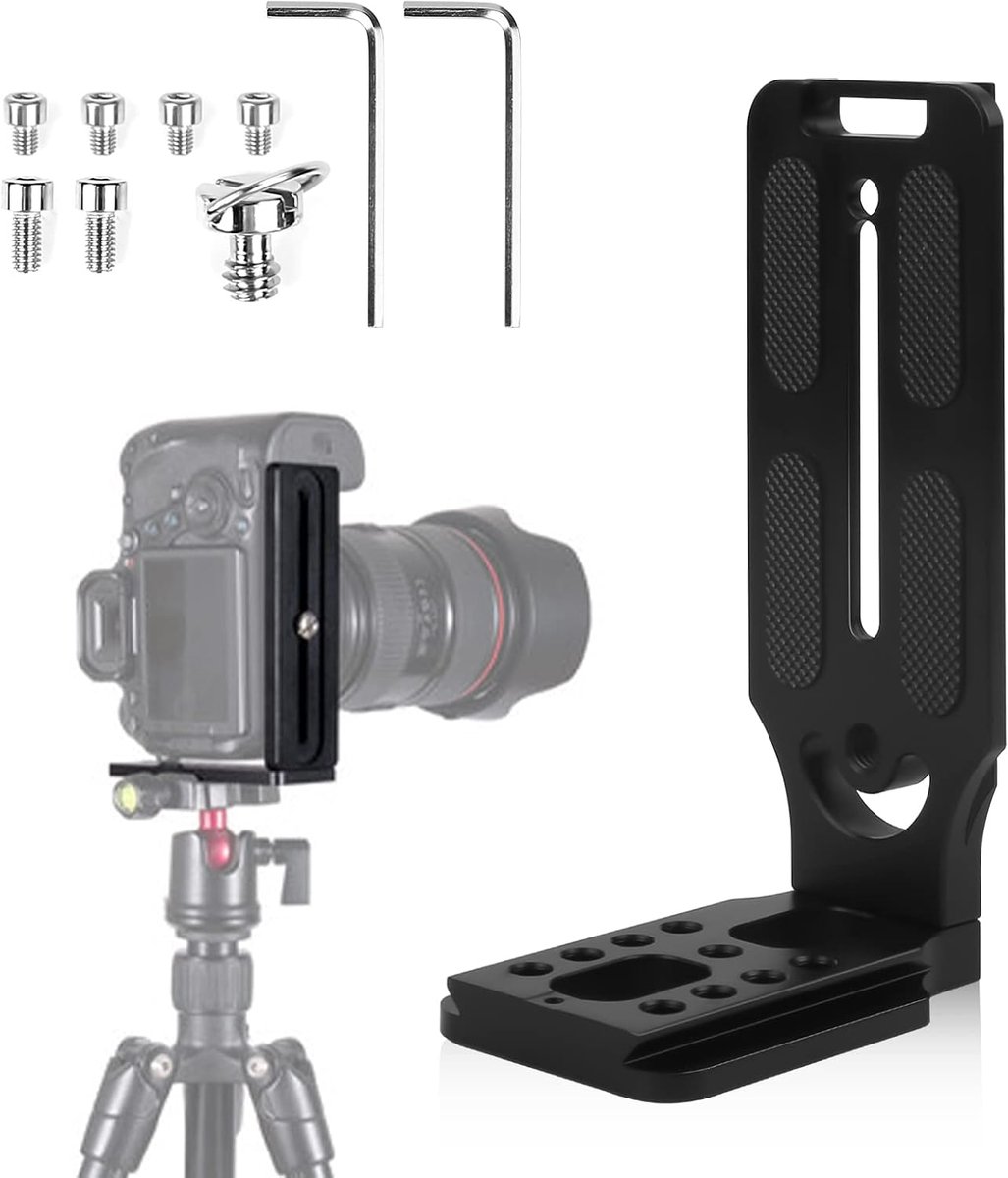 L-houder Snelwisselplaat - L-vormige Universele DSLR Camera Houder van Aluminium, Compatibel Met de Meeste Statieven, Monopod, Gimbal Stabilisatoren