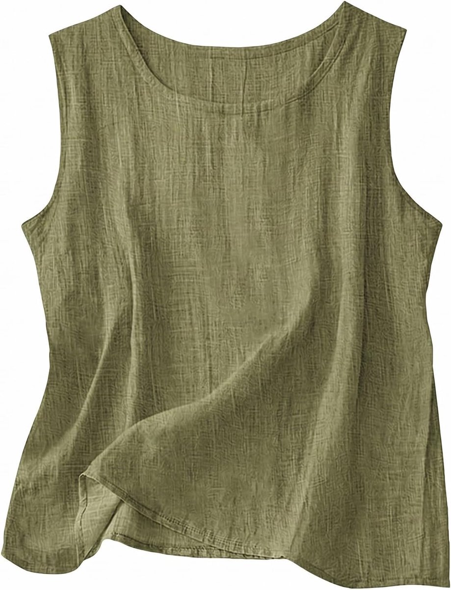 Tops Dames 2026 Linnen Tanktops met ronde hals