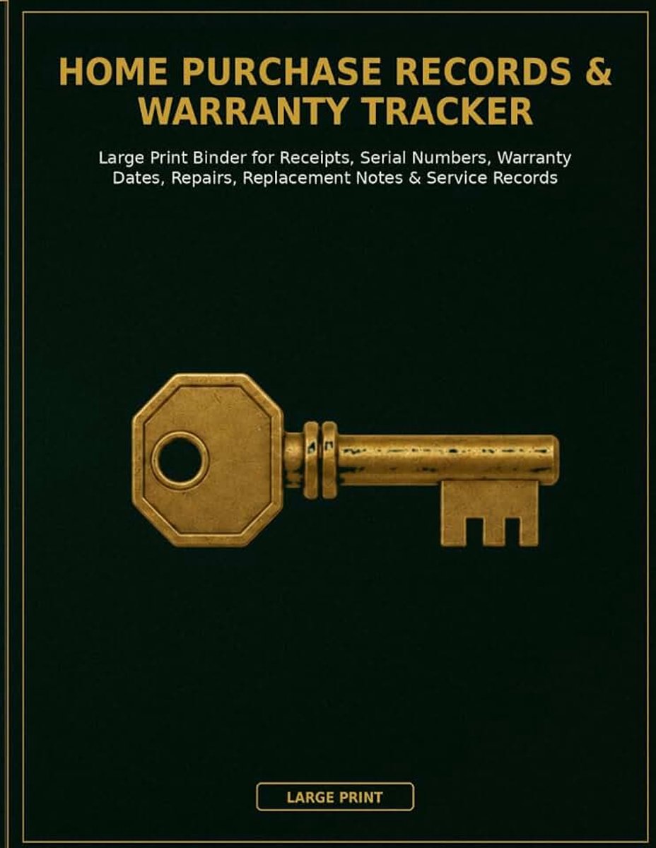 Warranty Tracker: Large Print Binder for Receipts, Serial Numbers, Warranty Dates, Repairs, Replacement Notes & Service Records