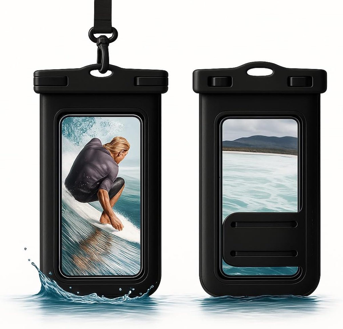 Waterdichte telefoonhoes om te zwemmen, 2 stuks IPX8 waterdichte telefoonhoes, onderwater telefoonhoesje voor iPhone 16 15 14 13 12 Pro XS, Samsung S24 S23 S22, Huawei P60 Mate 60 tot 7,2