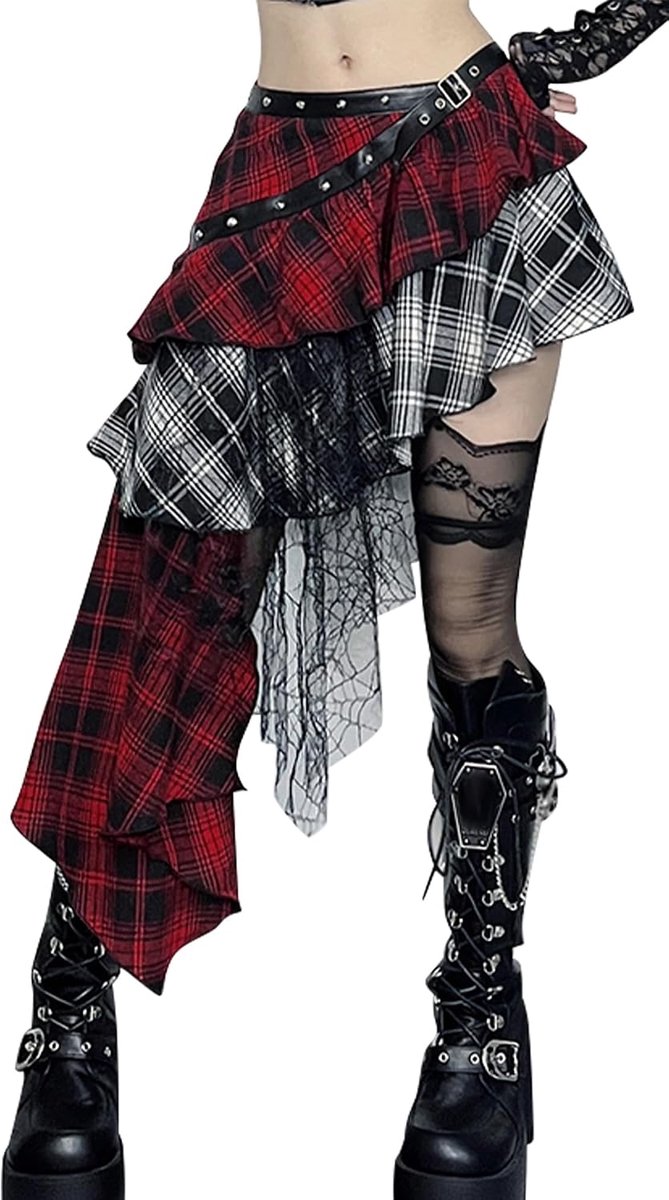 Gothic rok punk mini rok korte steampunk rok cosplay party club kleding rokken tartan kant geplooide rok