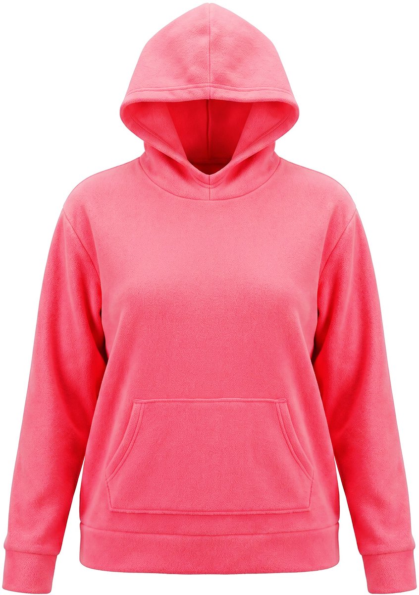 Ulla Popken - Dames - Fleece-hoodie capuchon kangoeroezak lange mouwen - Fuchsiaroze - Maat 62+