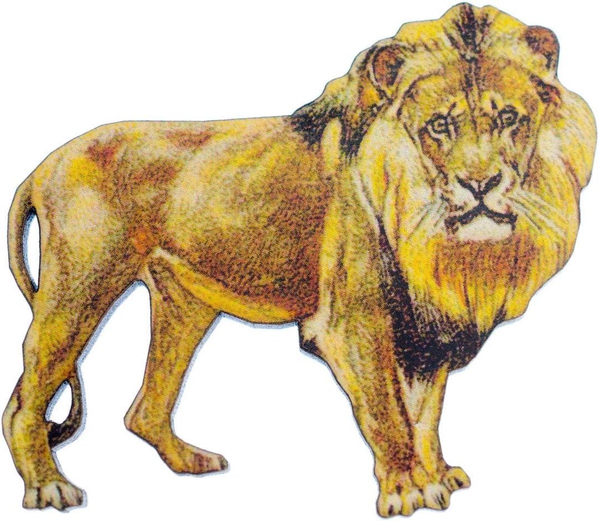 Leo Leeuw Gedrukt Houten Broche Pin Badge Button Safari Afrika König