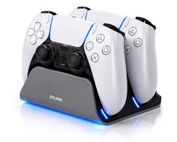 Sounix Oplaadstation geschikt voor PS5 / PS5 Slim / PS5 PRO / DualSense Controller - PS5 accessoires - Dual Oplader - Charging Dock- Grijs