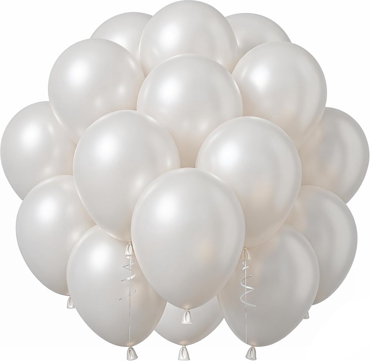 Ballonnen parelwit, 50 stuks latex ballonnen, parelwitte ballonnen, parelwitte heliumballonnen, witte ballonnen voor babyshower, babyshower, gender reveal, verjaardag, bruiloft, 30 cm