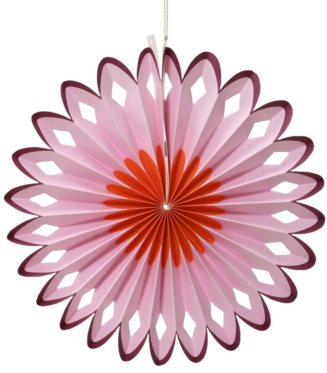 Kaemingk papieren rozet hanger roze rood 30 cm
