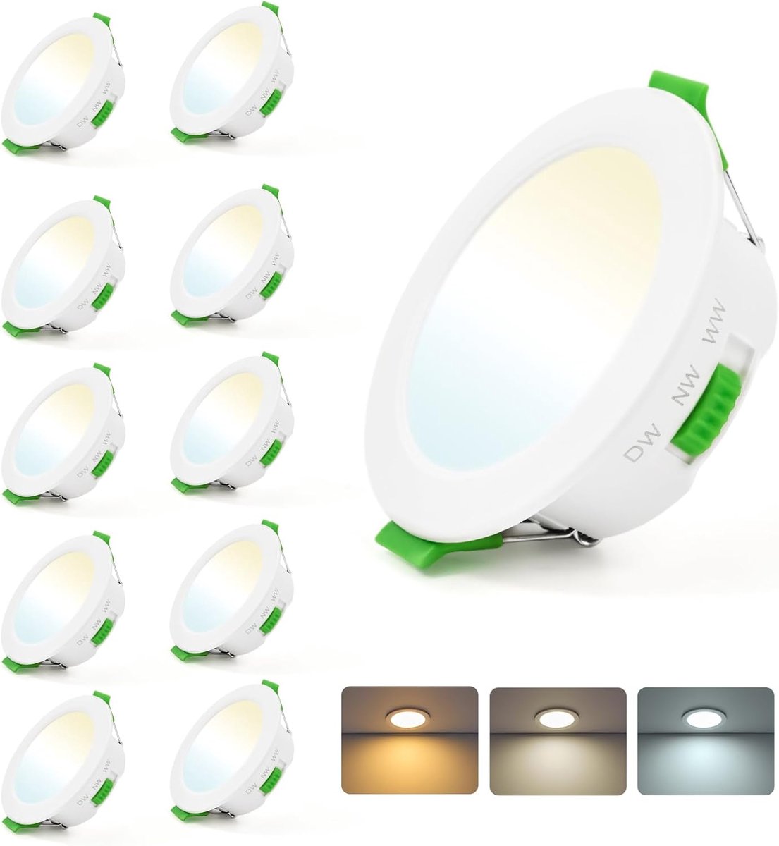 Led-inbouwspot, extra vlak, 5 W, 380 lm, led-spots, 230 V, warmwit, 3000 K, neutraal wit, 4000 K, koud wit, 6000 K, gat Φ65-80 mm, badkamerspot IP44, voor woonkamer, keuken, 10 stuks