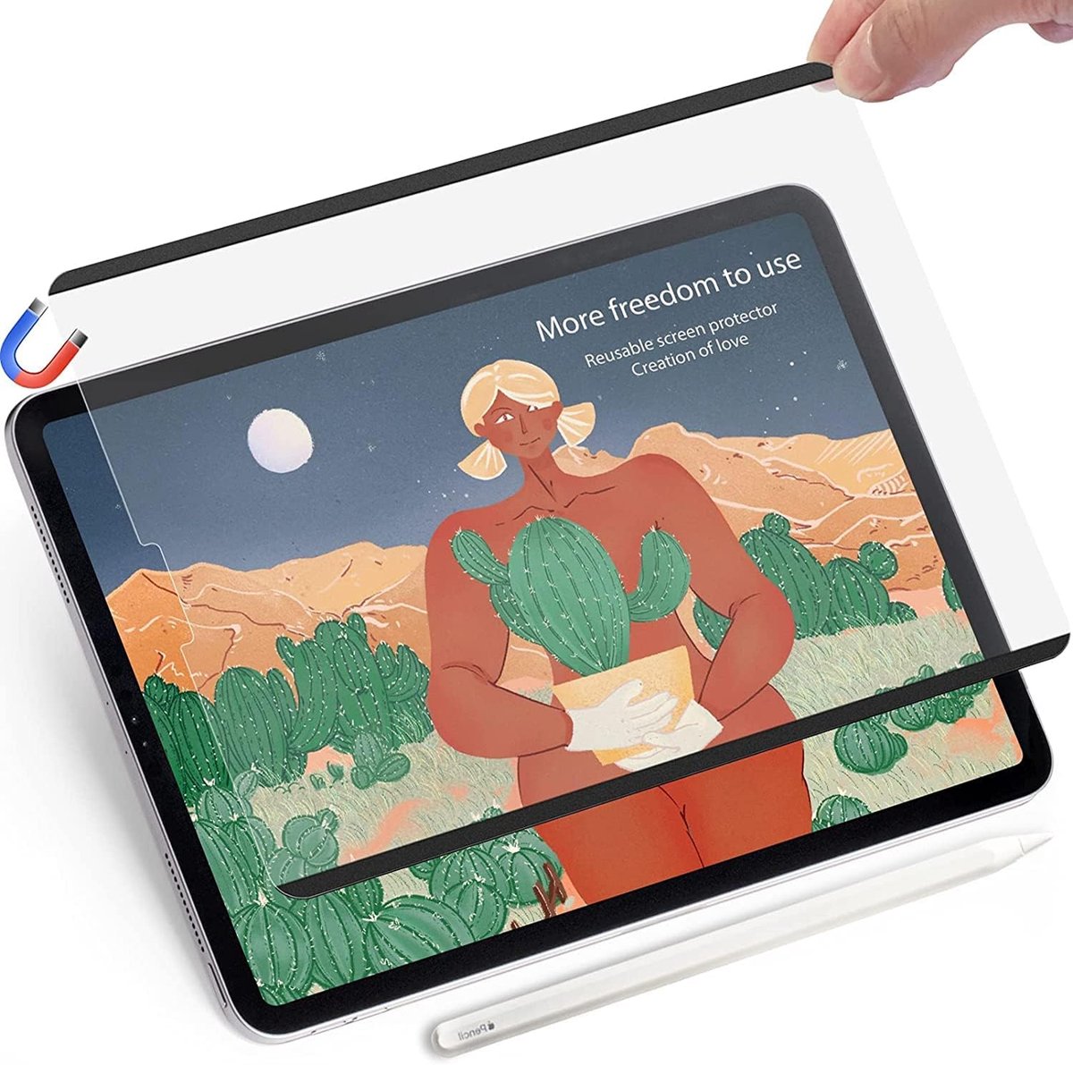 [2 stuks magnetische papieren beschermfolie voor iPad Air 11 inch M2, iPad Air 6 (2024), herbruikbare magnetische matte papierfolie, beschermfolie voor tekenen, schrijven en notities maken