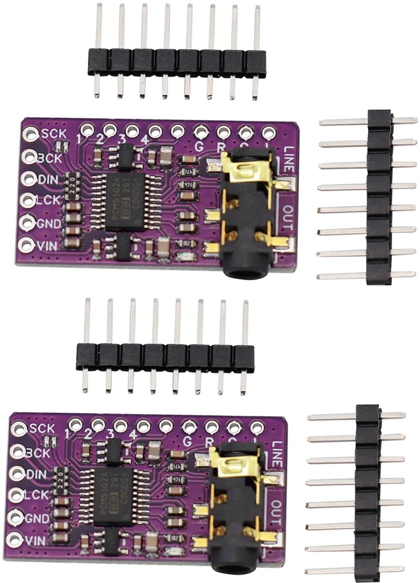 Stereo digitale analoge converter decoder board spraakmodule I2S interface speler board PHAT-formaat met 3,5 mm aansluiting (2 stuks)