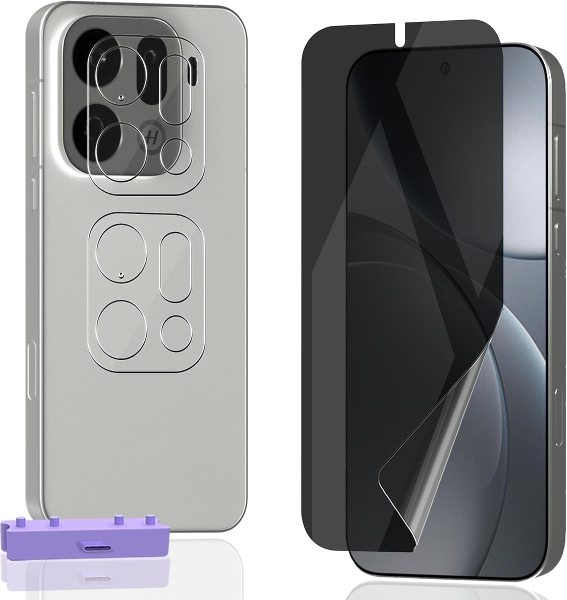Screen Protector voor OPPO Find X9 Pro, 1 Stuks Privacy Displaybeschermfolie TPU met 2 Stuks Camerabescherming van Gehard Glas, Anti-spy Anti-kras Folie, Krasbestendig Bescherming