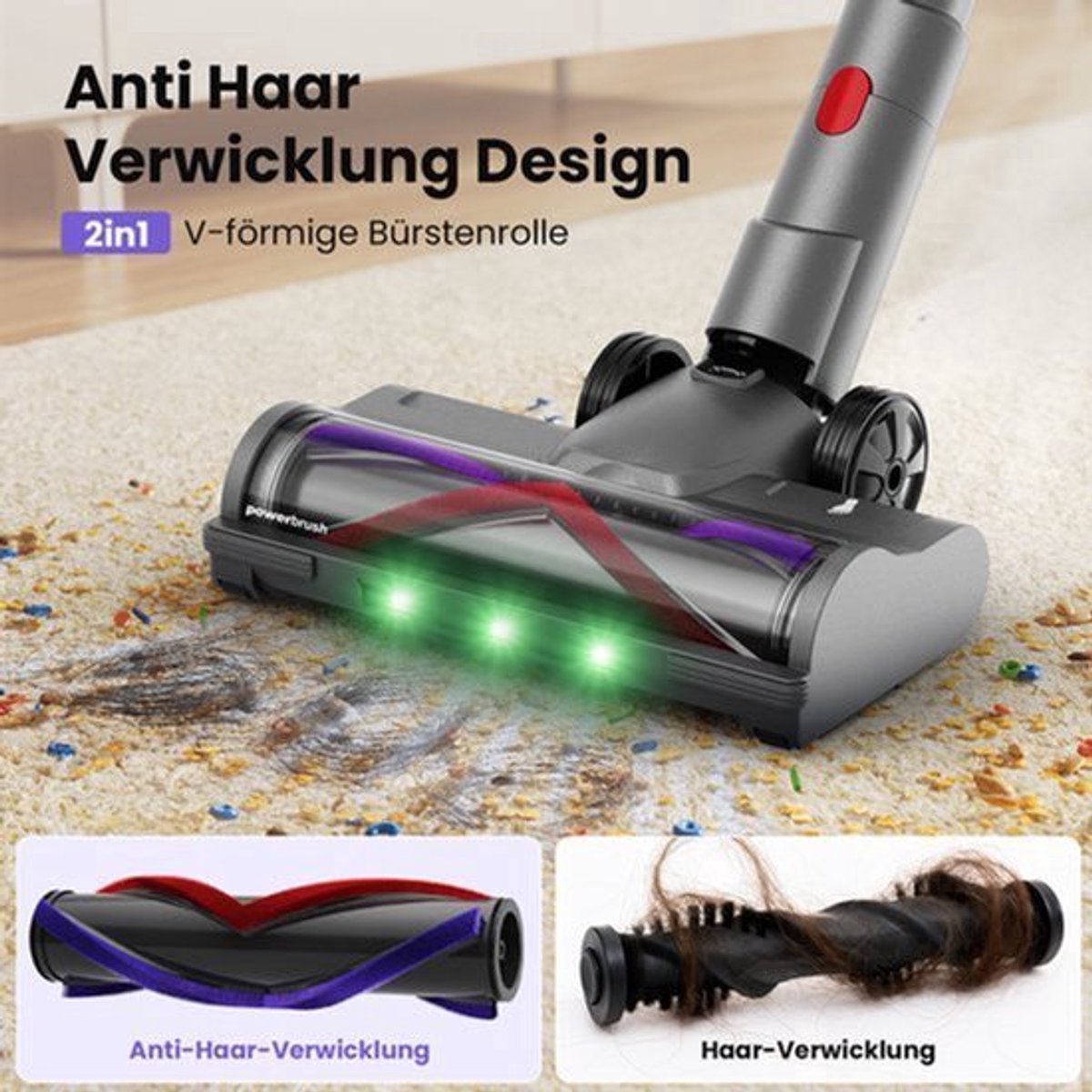 Steelstofzuiger Zelfstaand - 600W Vermogen - 58000Pa Zuigkracht - 80 Minuten Gebruikstijd - Met LED-Display - Anti-Wirwarborstel