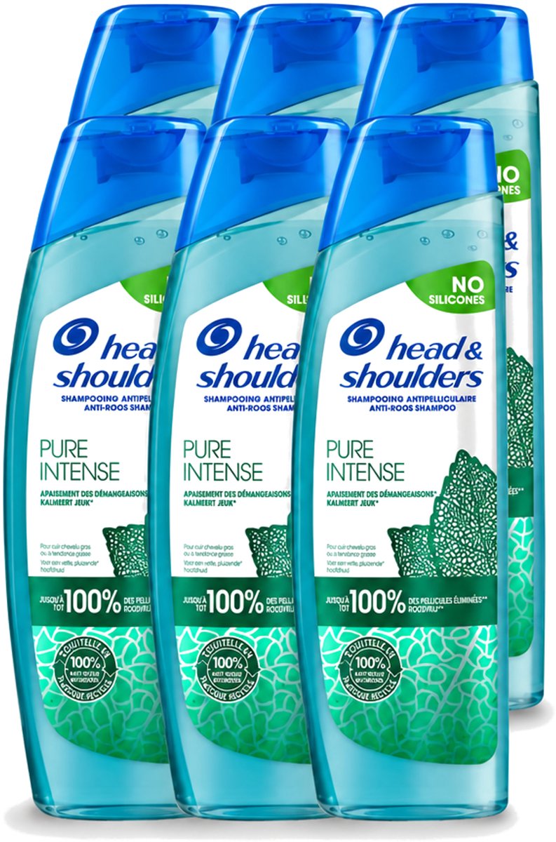 6 x Head & Shoulders – Shampoo – Pure Intense Kalmeert Jeuk – 250 ml - Voordeelverpakking - 6 stuks