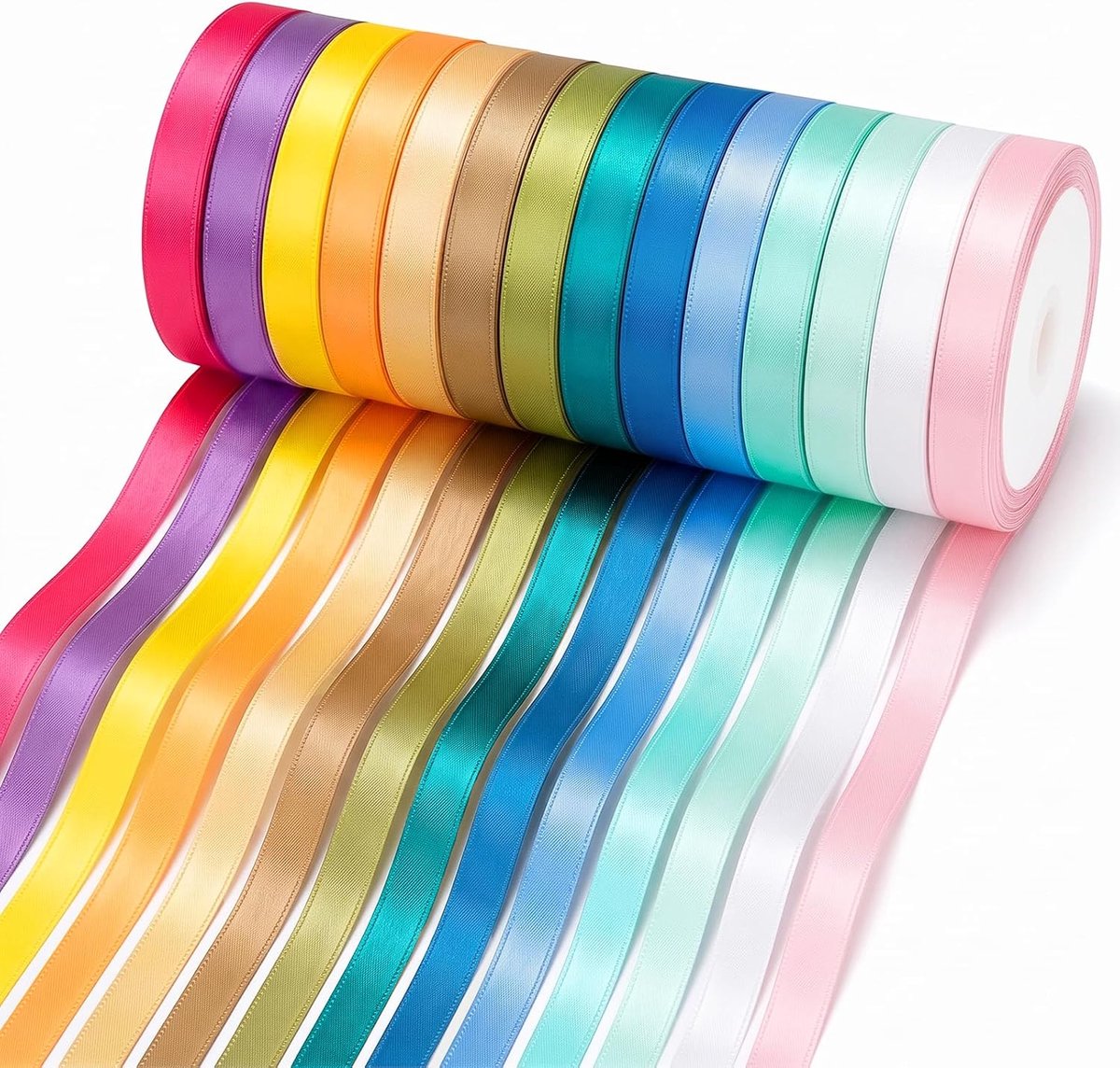 lint, 14 kleuren, 10 mm x 22 m, kleur lint, geschenkverpakking, versieren