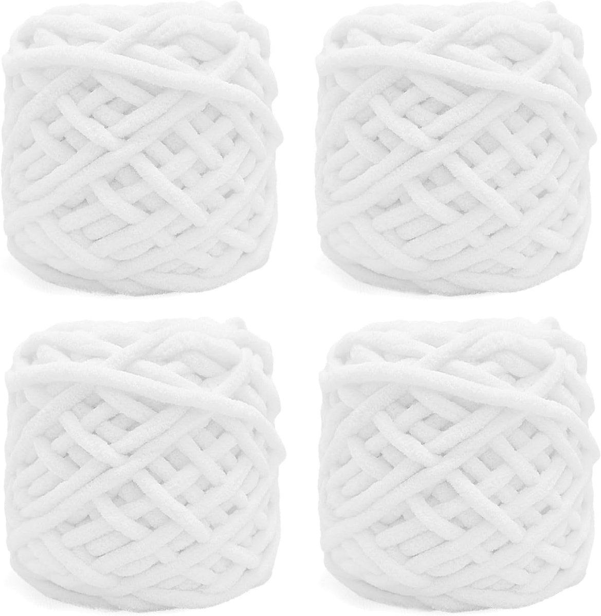 Gebreide Wollen bol, 4 x 100 g, Dikke Wolbol voor Naalden 7-8 mm, Dikke Haakwol, Ideaal Voor Het Breien van Mutsen, Sjaals, Truien en Pantoffels (Gebleekt)
