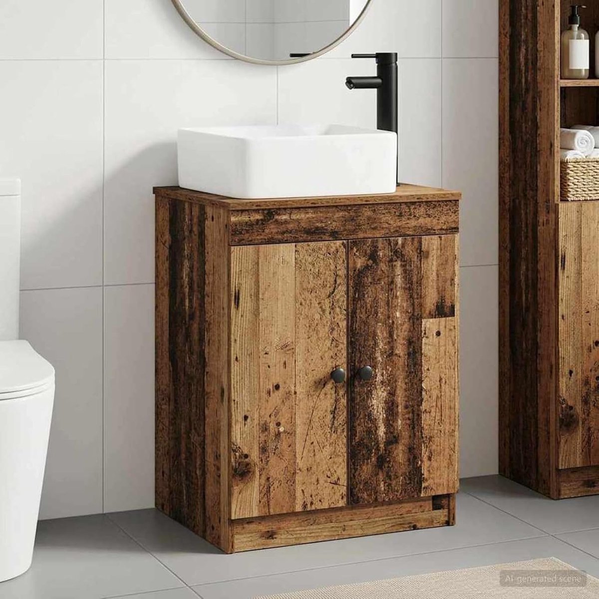 Badkamermeubelset met wastafel, 54x41x70 cm, oud hout 3404238