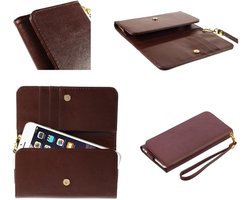 Premium Crazy Horse PU Lederen Portemonnee Hoesje met Kaartsleuven voor Vodafone Smart Ultra 6 / Ultra VI - Bruin