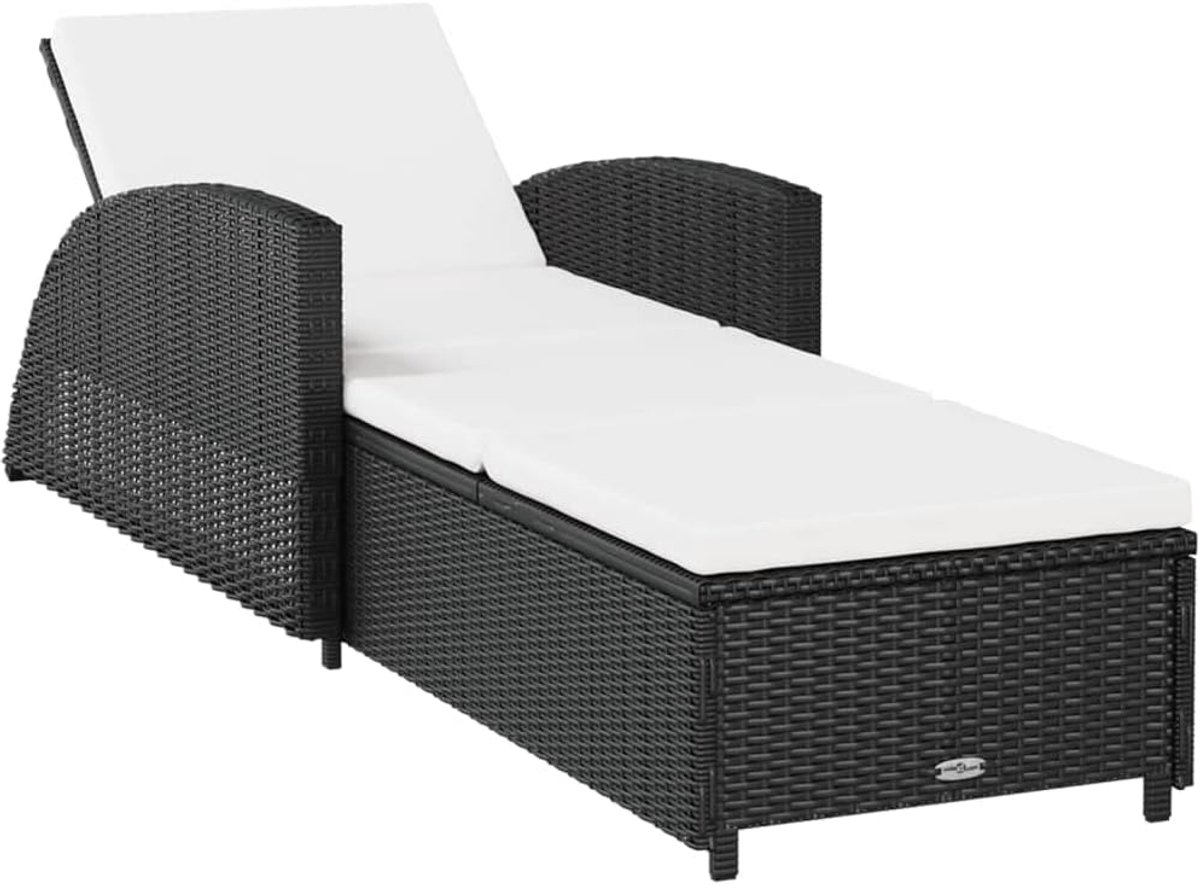 Chaise longue met verstelbare rugleuning en gebogen armleuningen voor tuin, terras, zwembaddek