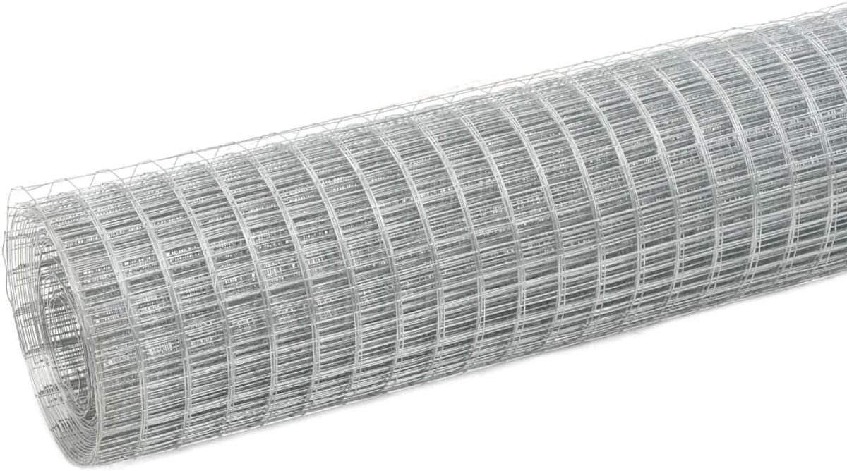 Verzinkt staal, 25 x 0,5 m, zilver, omheining voor planten- en boombescherming, volière- en gevogeltehoud, stabiel draadhek voor dierenhokken, water- en weerbestendig,