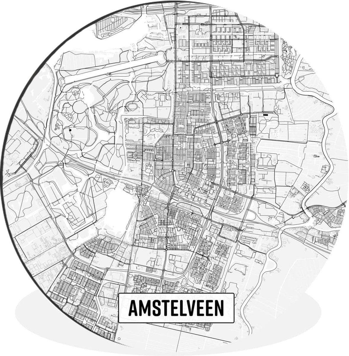- Muurcirkel - 60x60 cm - Stadskaart Amstelveen