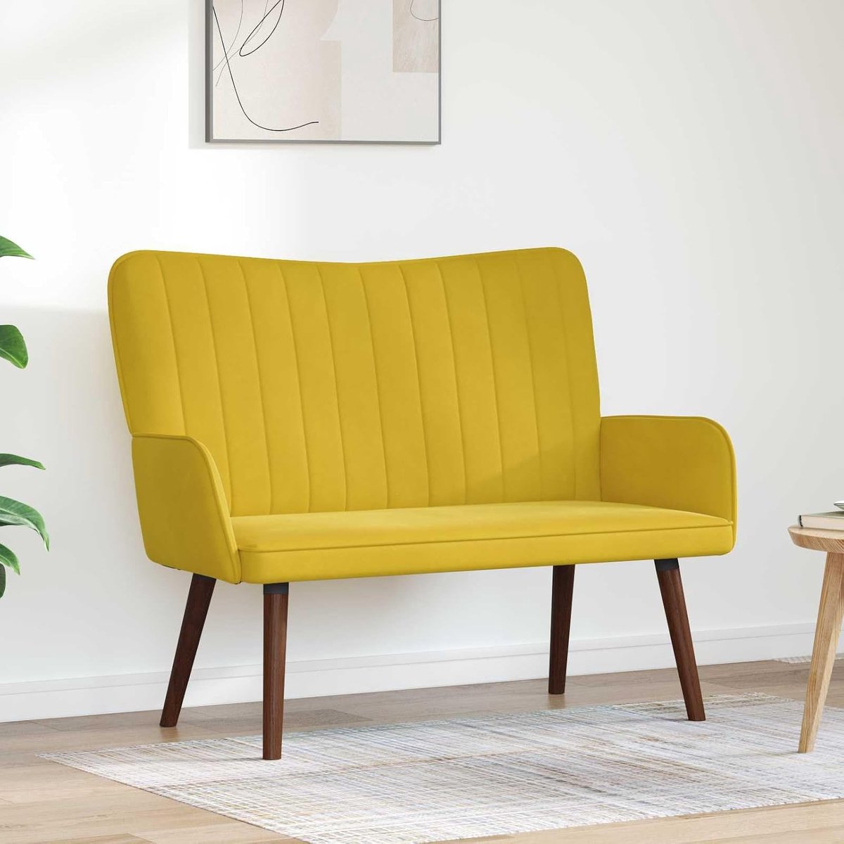 Lichtgrijs, fluweel, 115 x 61 x 87 cm, relaxbank met stevig metalen frame, modern design voor woonkamer of slaapkamer, onderhoudsvriendelijk en ademend