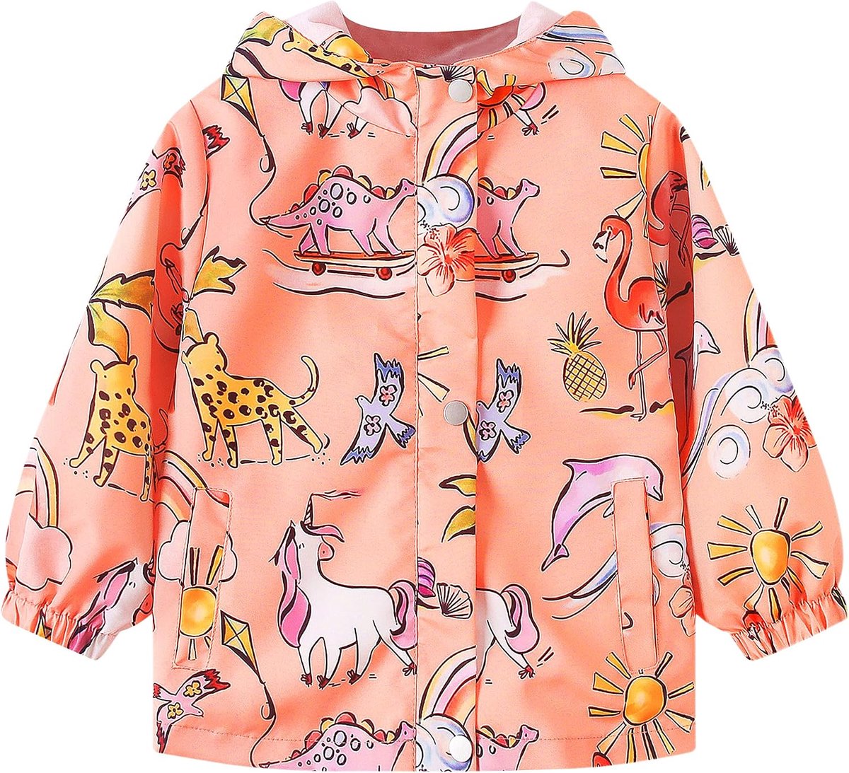 Jas Kinderen Waterdichte Regenjas Meisjes Jongens Overgangsjas Lichtgewicht Ademend Gevoerde Hooded Jassen Lente Herfst Windbreaker Winddichte Jas 2-10 Jaar, 92-140
