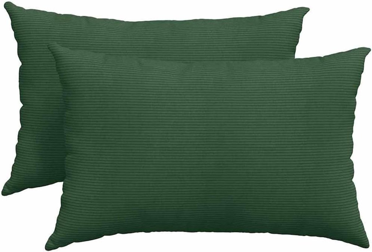 Bankkussen, 2 stuks, donkergroen, 60 x 40 cm, corduroy met ritssluiting, afneembare hoezen, zachte polyestervulling voor woonkamer, slaapkamer of thuiskantoor