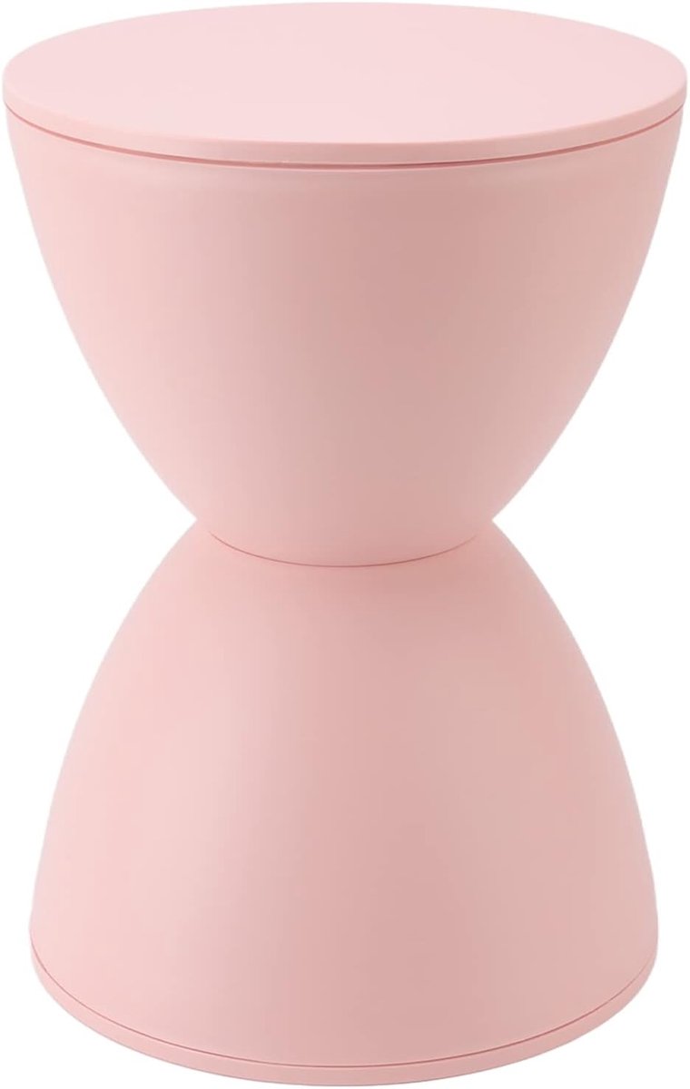 Kunststof zandlopervormige kruk, modieuze Scandinavische stijl, veelzijdige bijzettafel, eenvoudig en elegant, veilig en duurzaam, voor badkamermontage kamer veranderende (roze),