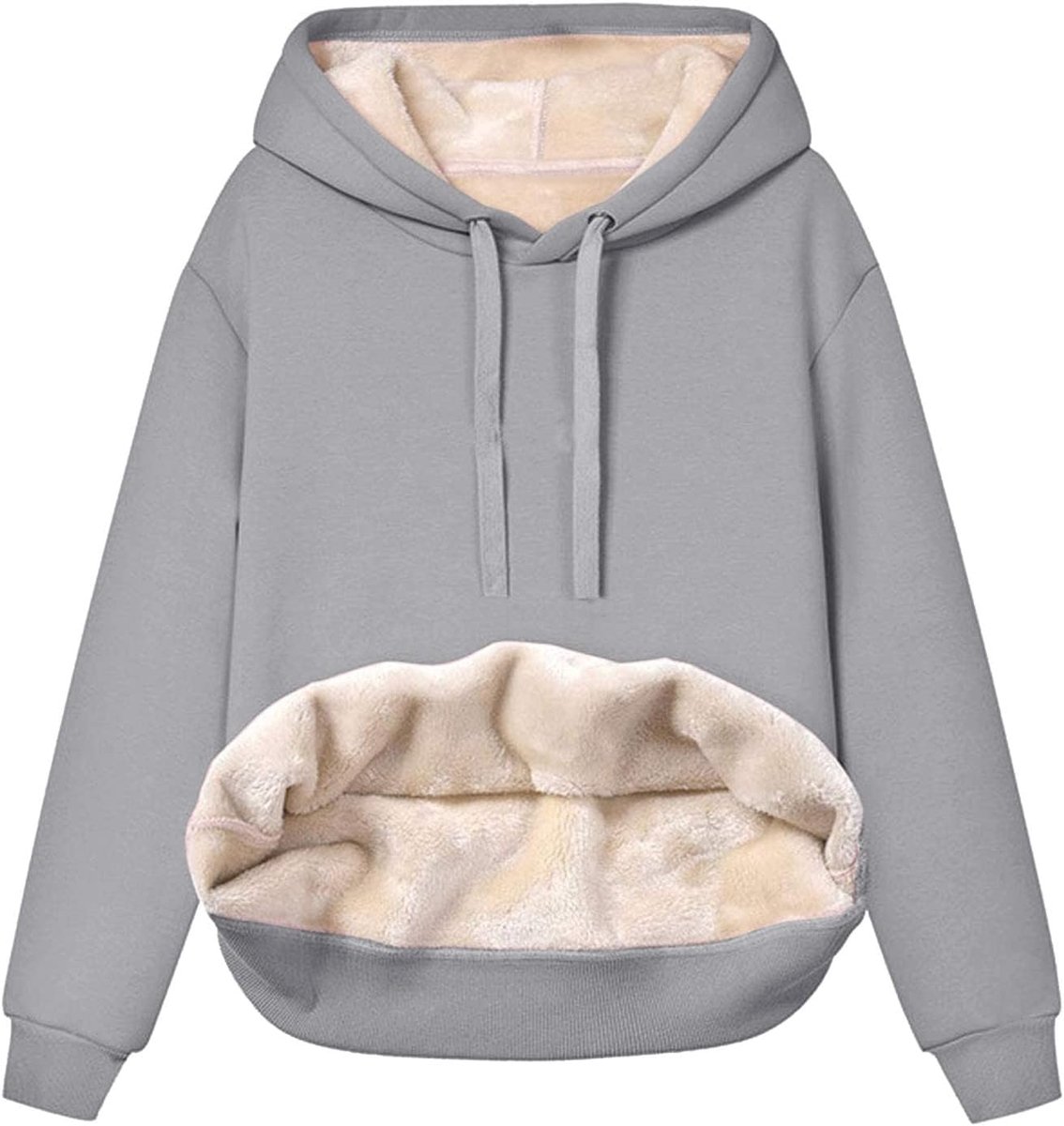 Dames dik fleece sweatshirt met capuchon fleece gevoerd winter fluweel warm capuchon V-hals lange mouwen ondergoed tops blouse