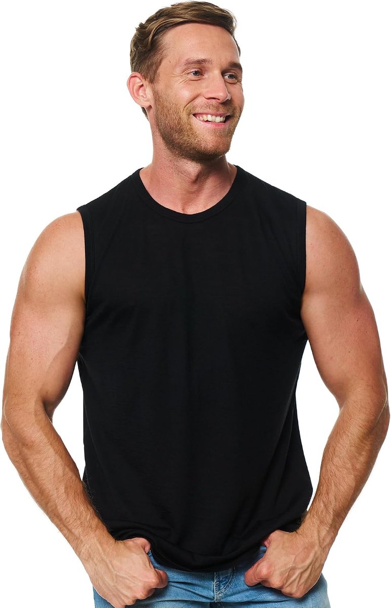 Tank Top Heren - Actieve Merino Wol Ondershirt Vochtafvoerend Ademend Anti-Geur Lichtgewicht Base Layer