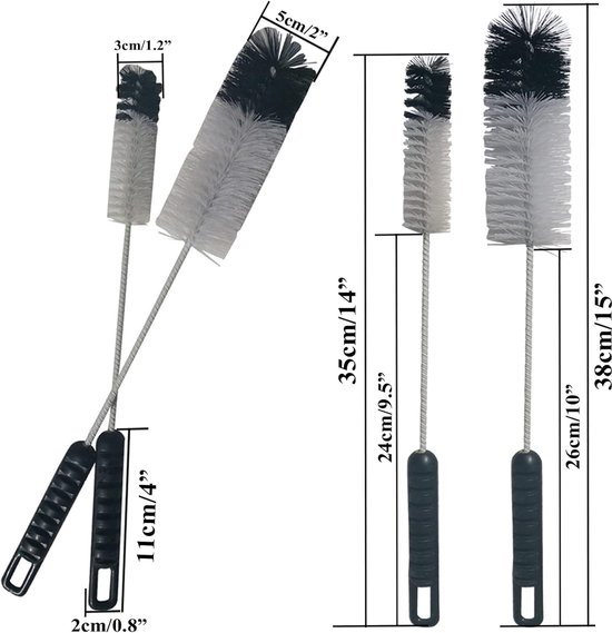 Reinigingsborstel voor nutsflessen met lange handgreep, dunne kleine grote draadreiniger, buigbaar flexibel voor smalle hals, magere ruimtes van water, bier, wijn, babyflessen, buizen, — afbeelding 2