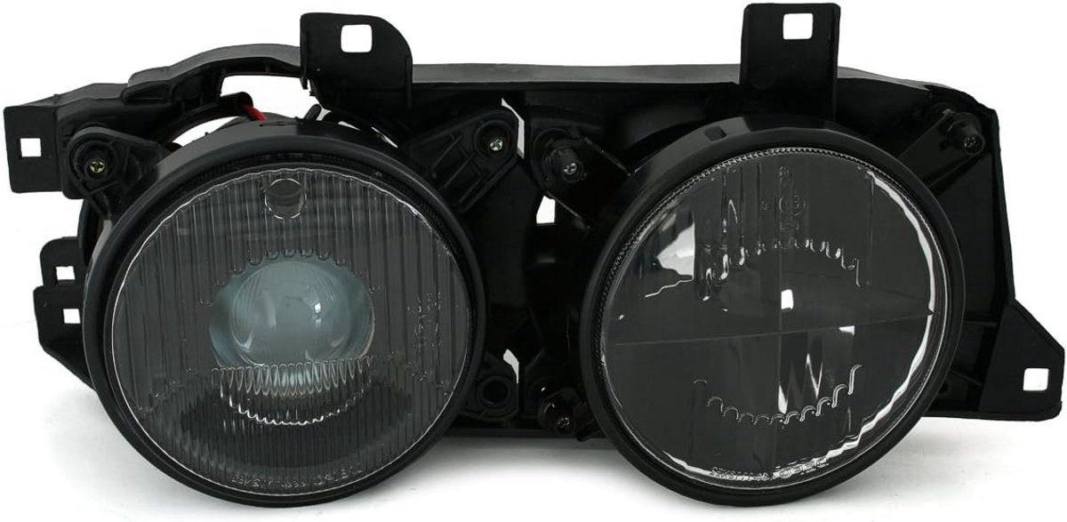 Depo-koplamp in zwart met draadkruis rechts passagierszijde