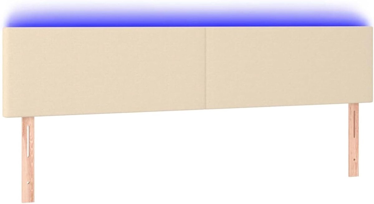 Hoofdeinde, crème, 200 x 5 x 78/88 cm, stof, voor bedden zonder hoofdeinde, ideaal voor slaapkamer en moderne woonkamers, eenvoudige montage, gemakkelijk te reinigen en rugvriendelijk zitten