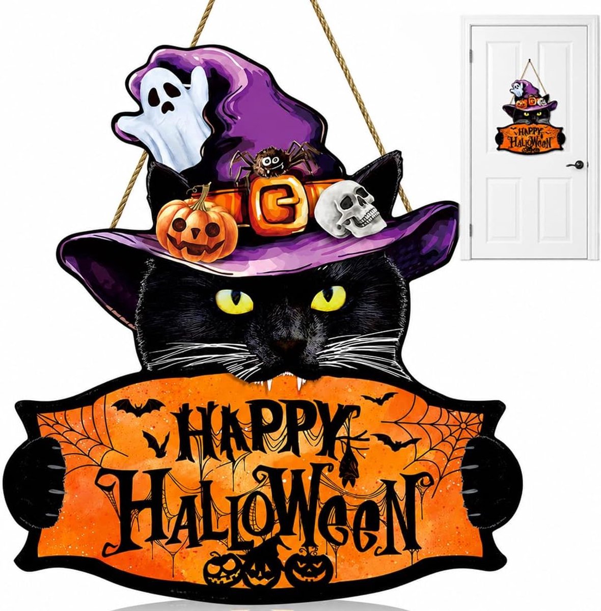 Halloween-bord om op te hangen, welkom voor deur en raam, Halloween-decoratie