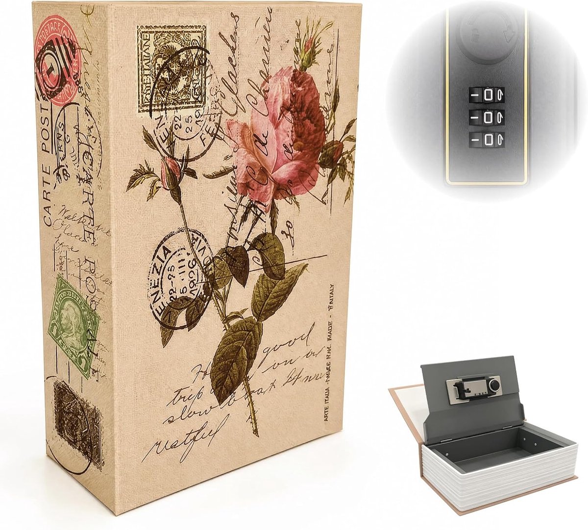 Boekenkluis met cijferslot, 18 x 11,5 x 5,5 cm