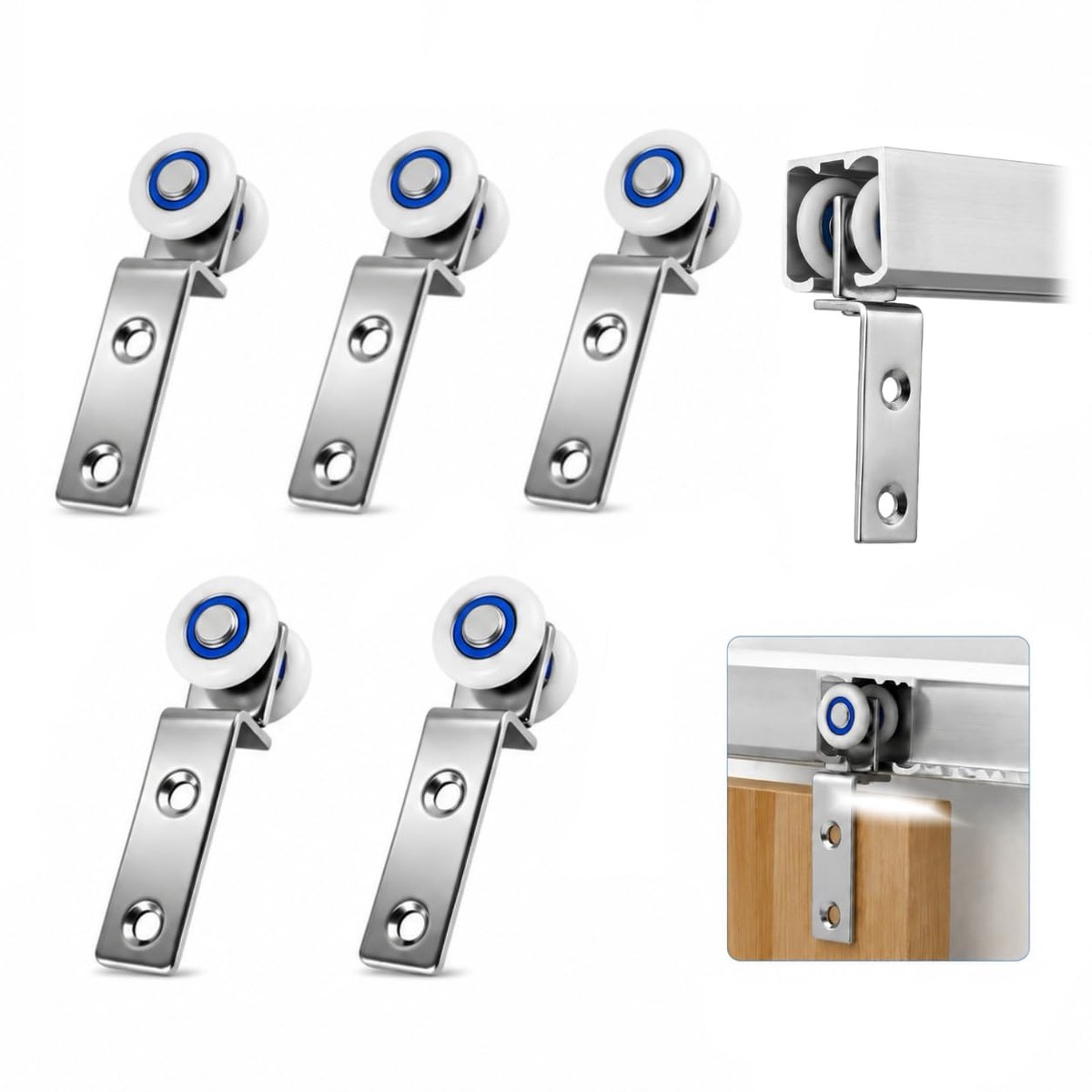 5 stuks schuifdeurwielen, 19 mm, gordijnwielen, stil en duurzaam, ideaal voor kast, meubels en schuifdeursystemen, wielen van nylon met staal