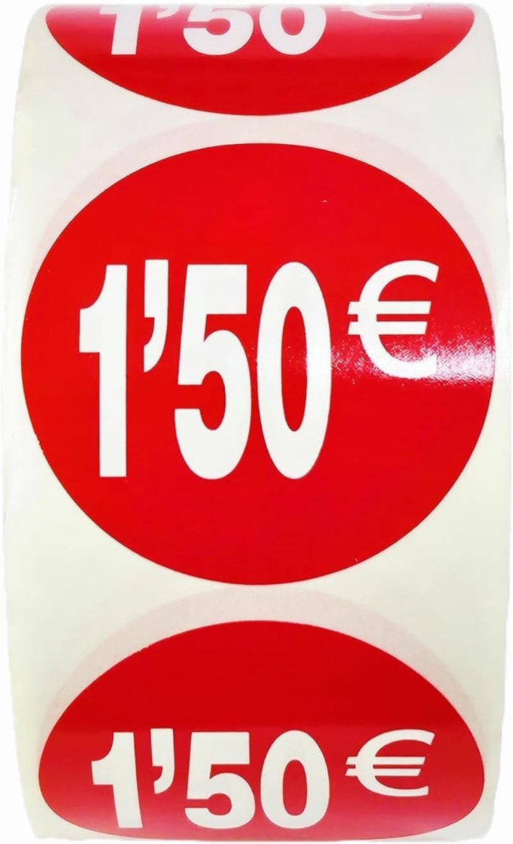 3 rollen prijskaartjes voor gereduceerde producten | 1.500 zelfklevende kortingsstickers in helder rood | ronde stickers voor het beschrijven van met een diameter van 35 mm (