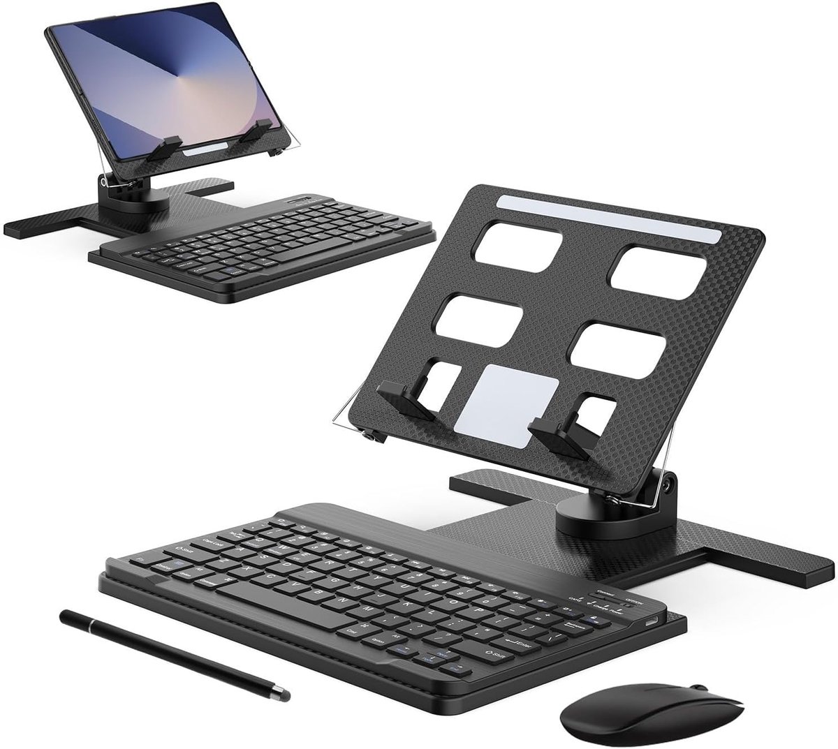 Compatibel voor Samsung Galaxy Z Fold 5 (Kleur: Zwart) Bluetooth Combo van 4 Items Keyboard Plus Mouse Plus S Pen Plus Verstelbare Opvouwbare Tafel