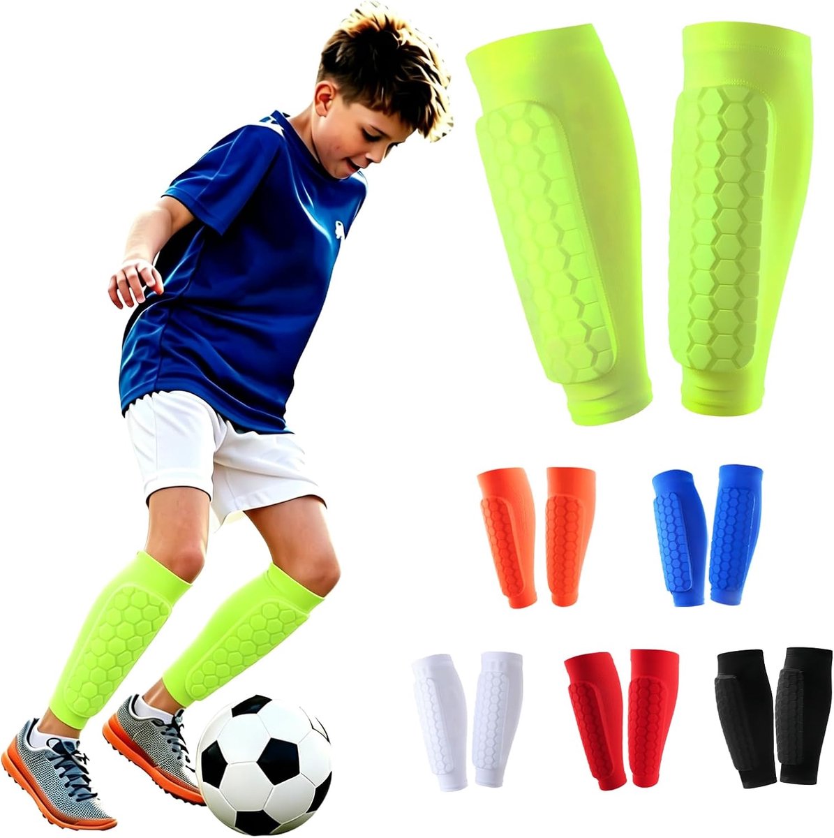 Scheenbeschermers voor kinderen, ademend en schokabsorberend, voor jongens en meisjes, ideaal voor voetbal, basketbal, fietsen, wandelen