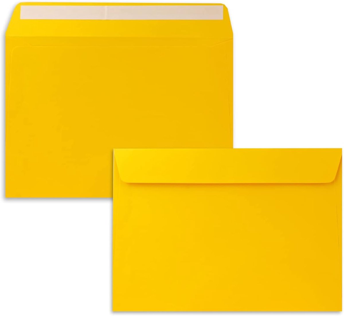50 x enveloppen DIN C5 honinggeel (geel) - 16,2 x 22,9 cm - zelfklevende lijm - elegante enveloppen voor grote uitnodigingen en kaarten voor verjaardag of bruiloft