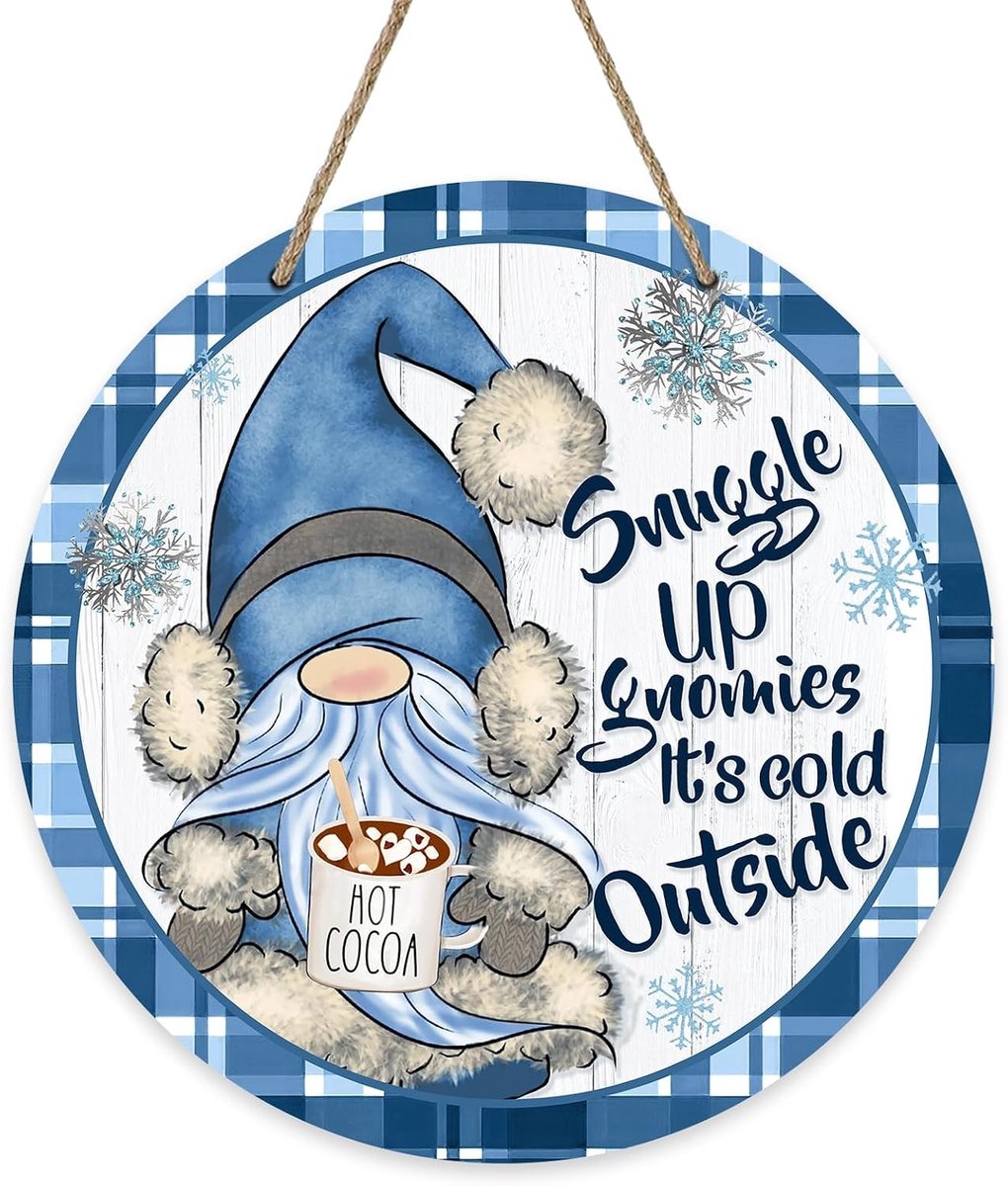 Bordjes winter, blauw, welkomstbord om op te hangen voor kerstdecoratie, huisdeur, wanddecoratie (B)
