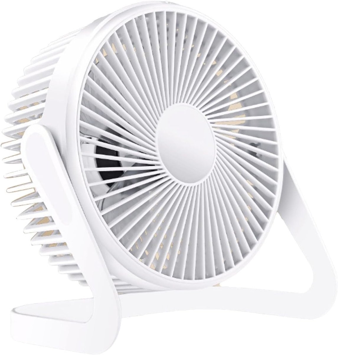 Bureauventilator Mini-desktopventilator Tafelkoelventilator Draagbaar Draaibaar Ontwerp 5 Bladen en Stille Motor voor Thuiskantoor Auto Binnen Buiten (WHITE)