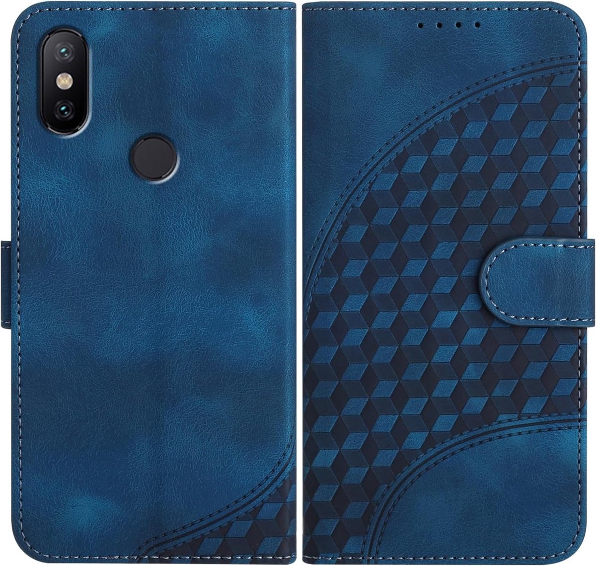 Hoes voor Xiaomi Mi 6X / Mi A2, leren hoes flipcase met standfunctie kaartenvak portefeuille klaphoes magnetische folio compatibel met Mi 6X - Blauw