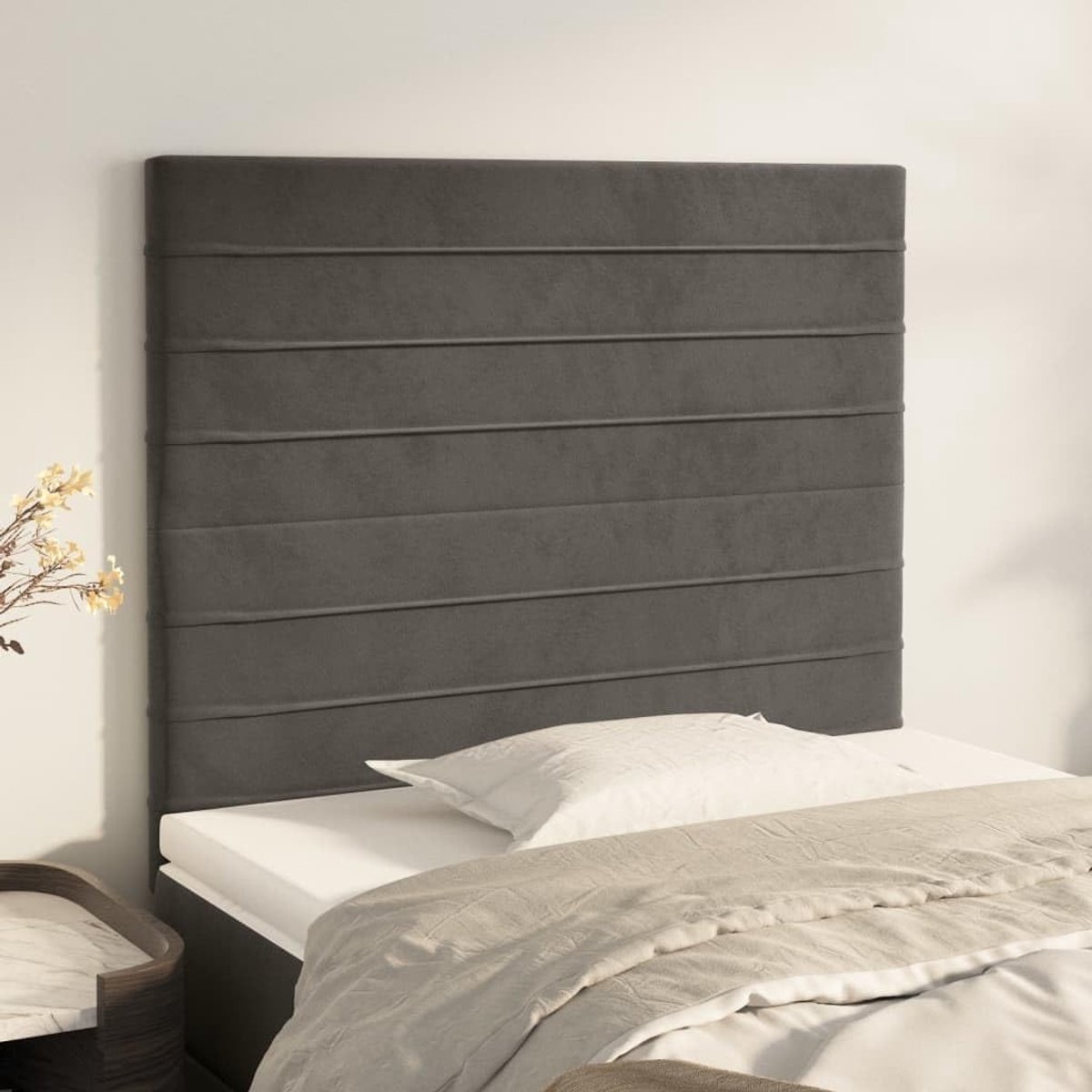Hoofdsteunen 2 Stuks Donkergrijs 80 x 5 x 78/88 cm Fluwelen Hoofdsteun Slaapkamer Meubels Hotels