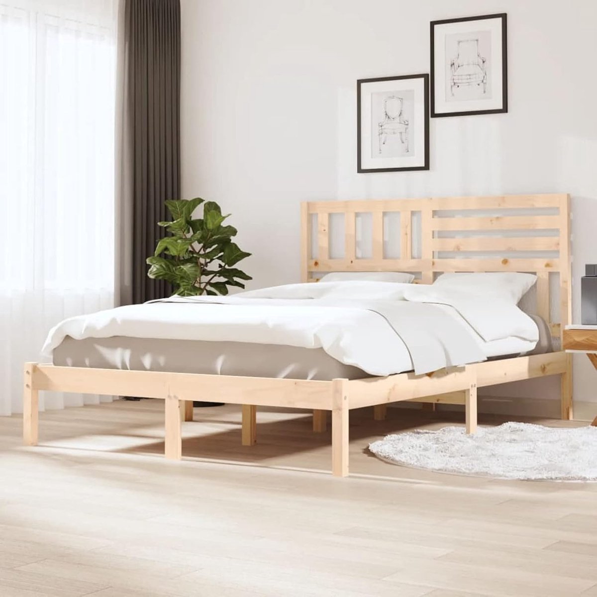 Bedframe houten bed massief houten bed met latten bedframe slaapkamer meubilair grenen 120x190 cm 4FT Small Double