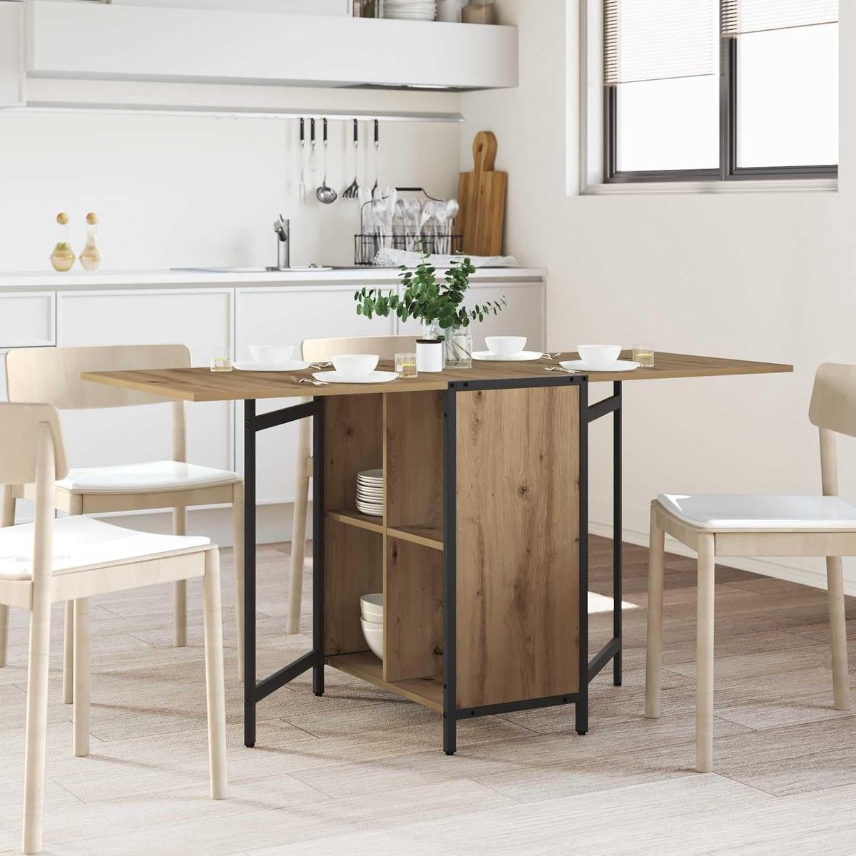 Hout uitschuifbaar modern eettafel 144x60x75 cm
