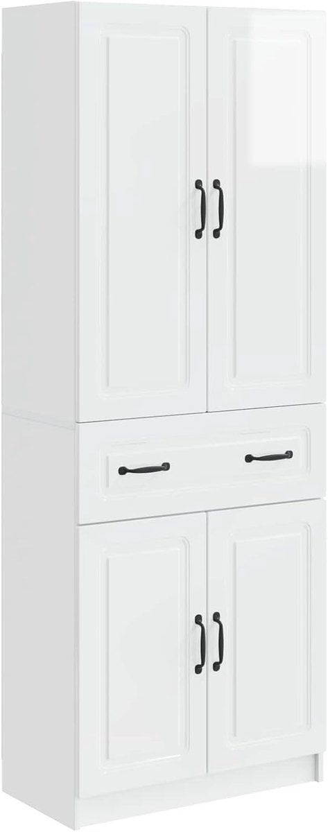2 STK. Kastenset, 4 deuren 1 lade 66x34.5x87cm hoogglans wit, midi kast hoge kast, houtmateriaal, stapelbaar, 20 kg per plank, voor slaapkamer, hal, woonkamer, kantoor 3416992